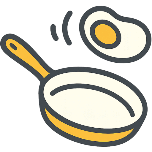Tasty Pan Recipes logo — hand-drawn skillet flipping an egg