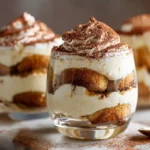 Mini tiramisu cups with cocoa dusting