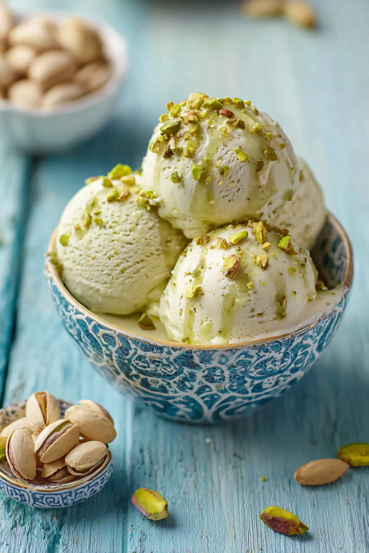 pistachio gelato with roasted nut topping