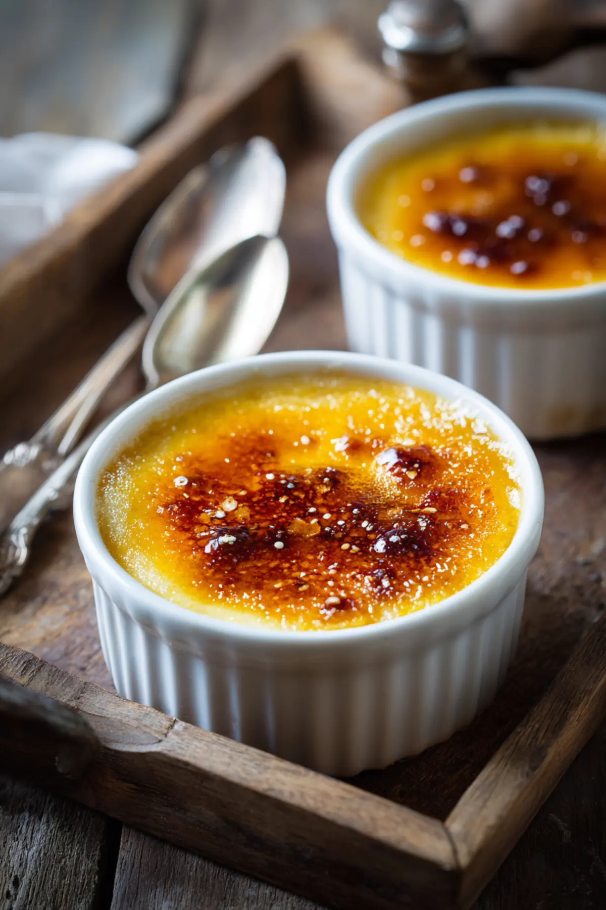 vanilla crème brûlée with caramelized sugar crust